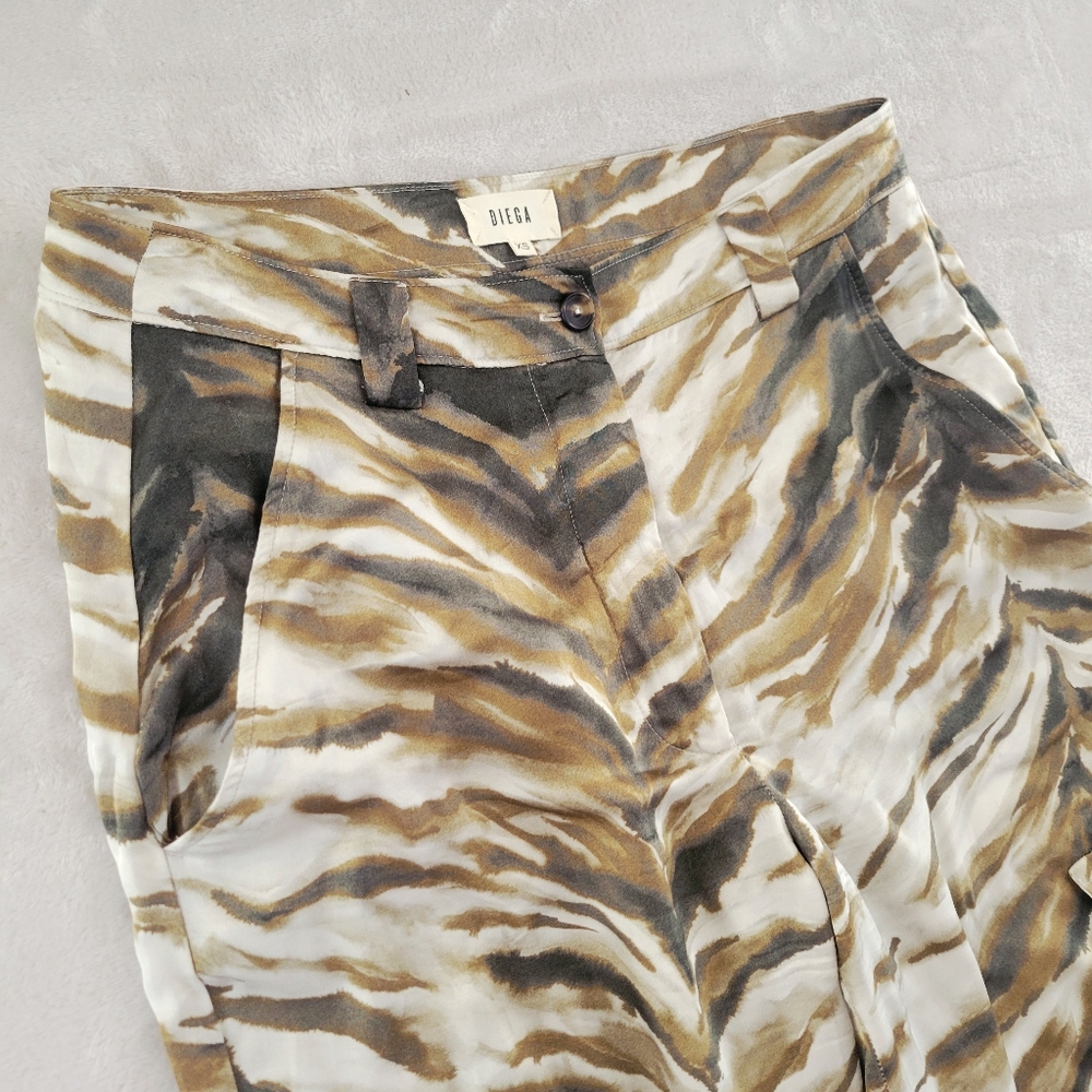 Diega Patrelo Silky Tiger Print Camo Cargo Pants XS - Picture 4 of 13
